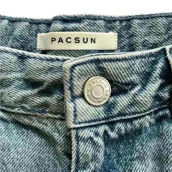 PacSun Eco Pieced Two-Tone High Waisted Denim Festival Shorts, EUC, Size 24 - Picture 4 of 10